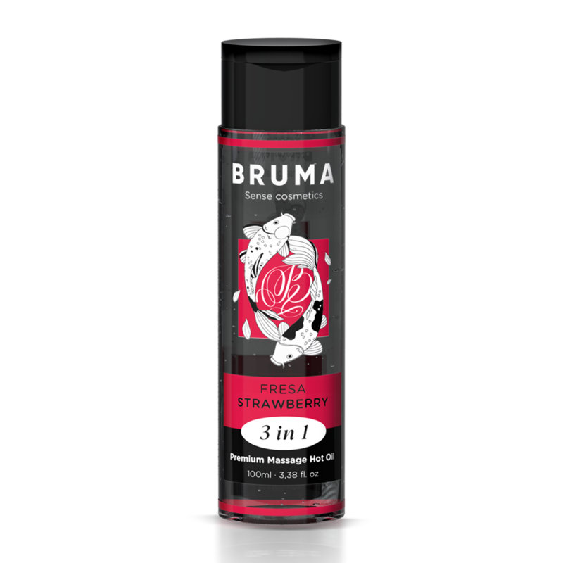 Aceite De Masaje Bruma Premium Efecto Calor Sabor Fresa 3 En 1