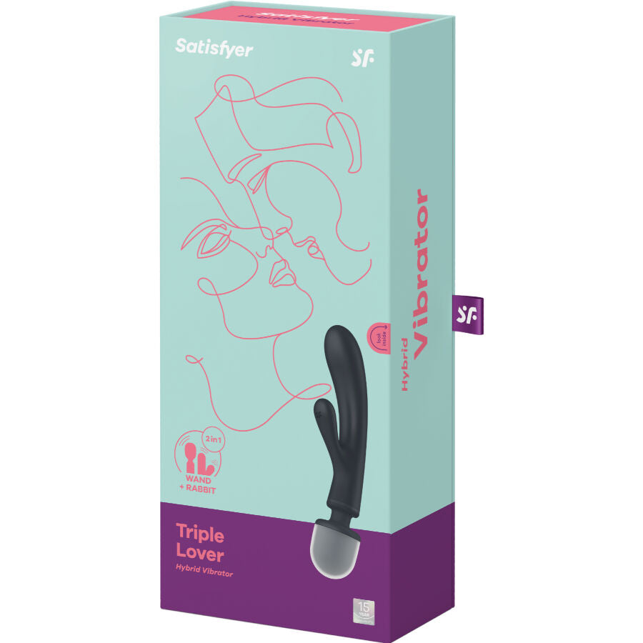 Masajeador Vibrador Satisfyer Triple Lover Rabbit Gris