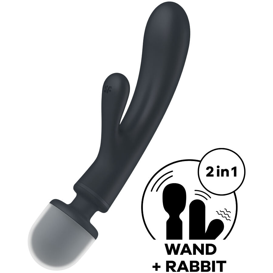 Masajeador Vibrador Satisfyer Triple Lover Rabbit Gris