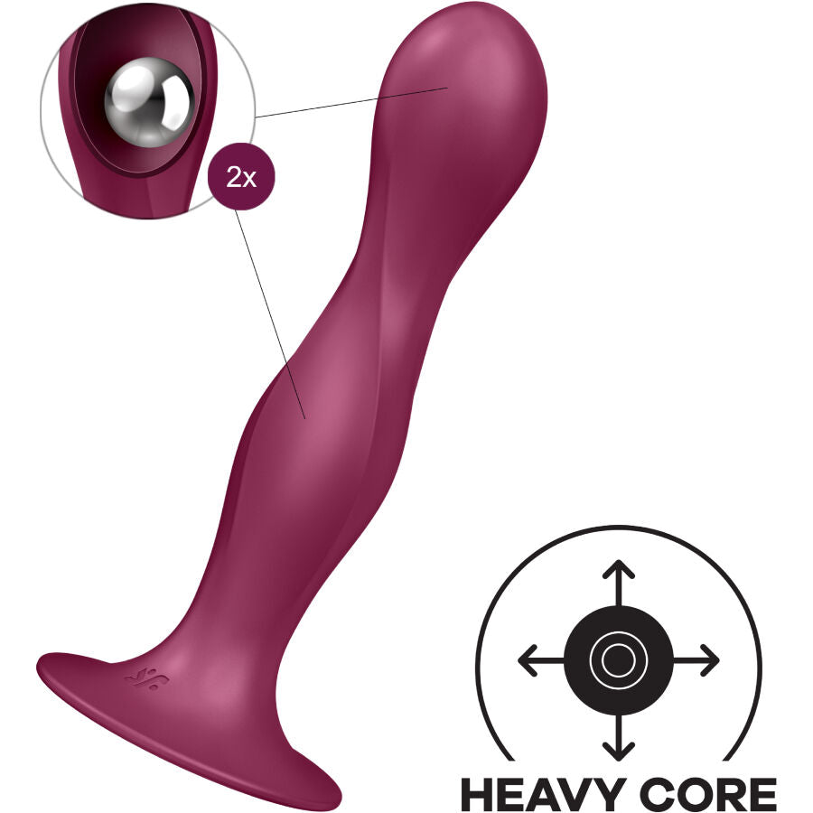 Satisfyer - Double Ball-R Dildo Silicona Granate