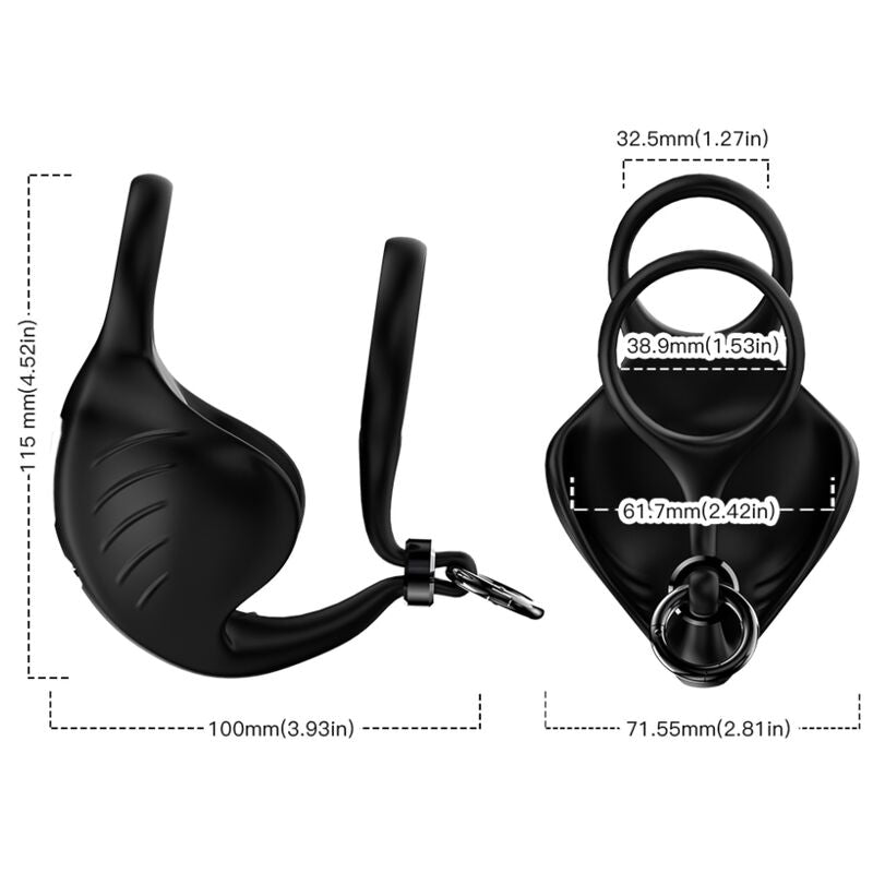 Armony - Manta Anillo Vibrador Testiculos Control Remoto Negro