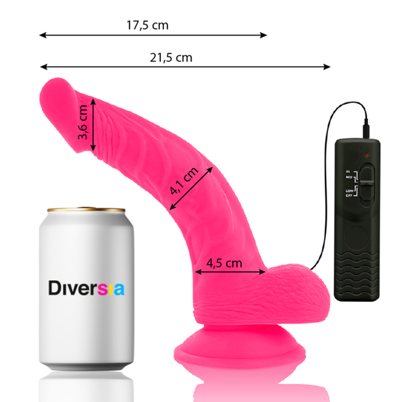 Diversia - Dildo Flexible Con Vibracion Rosa 21.5 Cm -O- 4.5 Cm