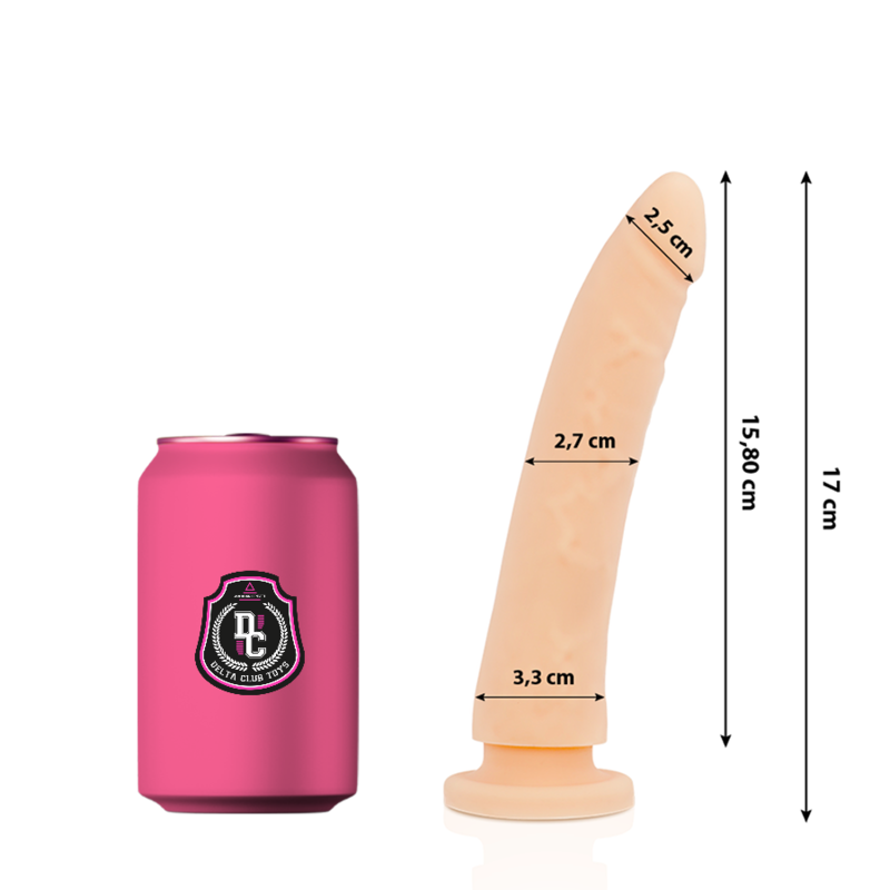 Delta Club - Dildo Realista Natural Silicona Medica 17 Cm -O- 3 Cm