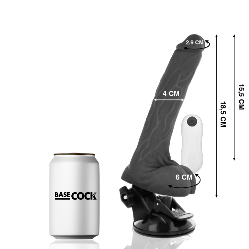 Basecock - Vibrador Articulable Control Remoto Negro 18.5 Cm -O- 4 Cm