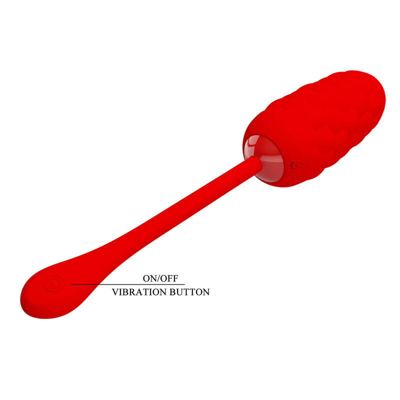 Pretty Love - Huevo Vibrador Con Textura Marina Recargable Rojo