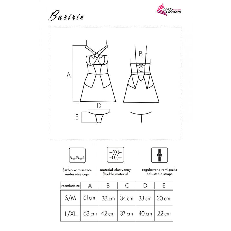 Livco Corsetti Fashion - Baririn Lc 90633 Falda + Panty Negro S/M