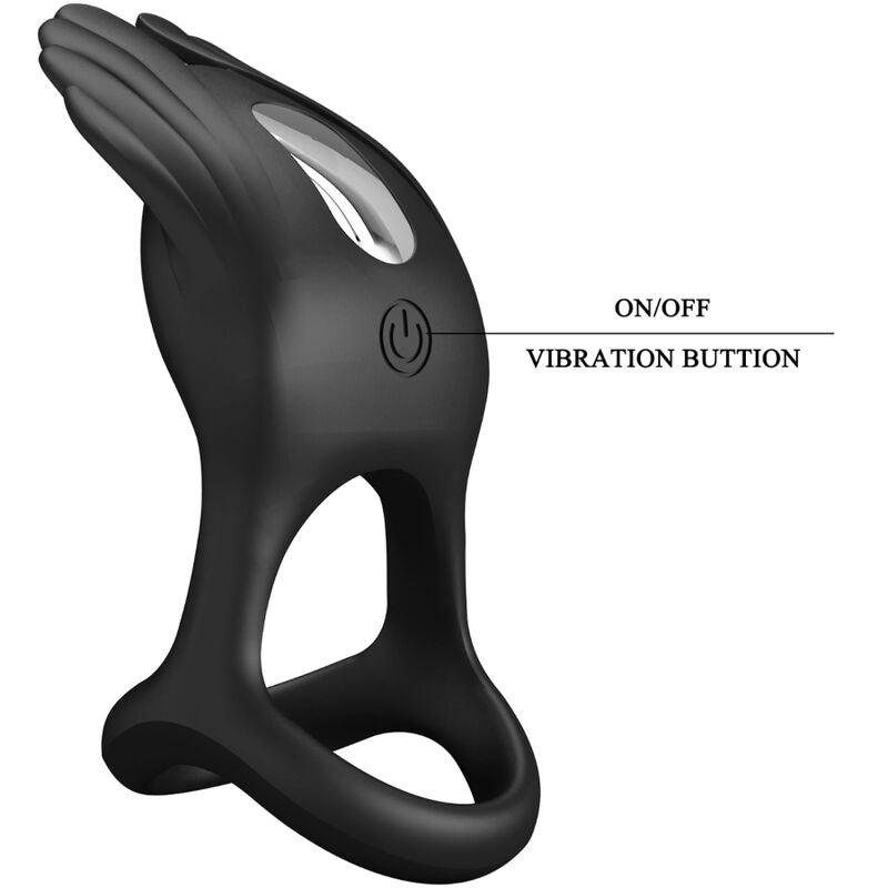Pretty Love - Anillo Vibrador Silas 7 Vibraciones Silicona Negro