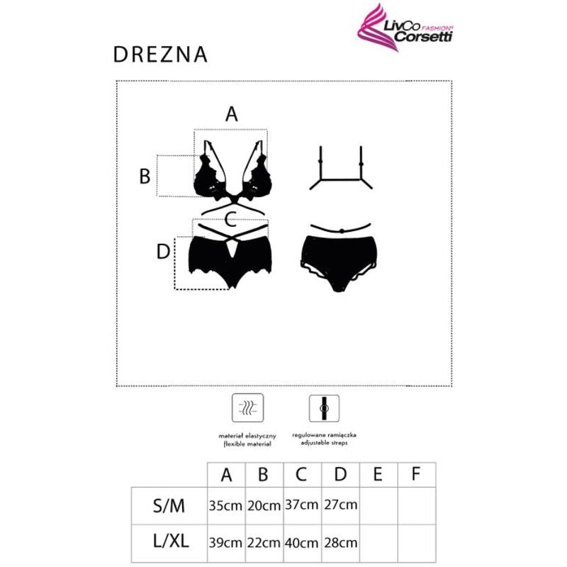Livco Corsetti Fashion - Drezna Lc 90733 Sujetador + Panty Negro S/m