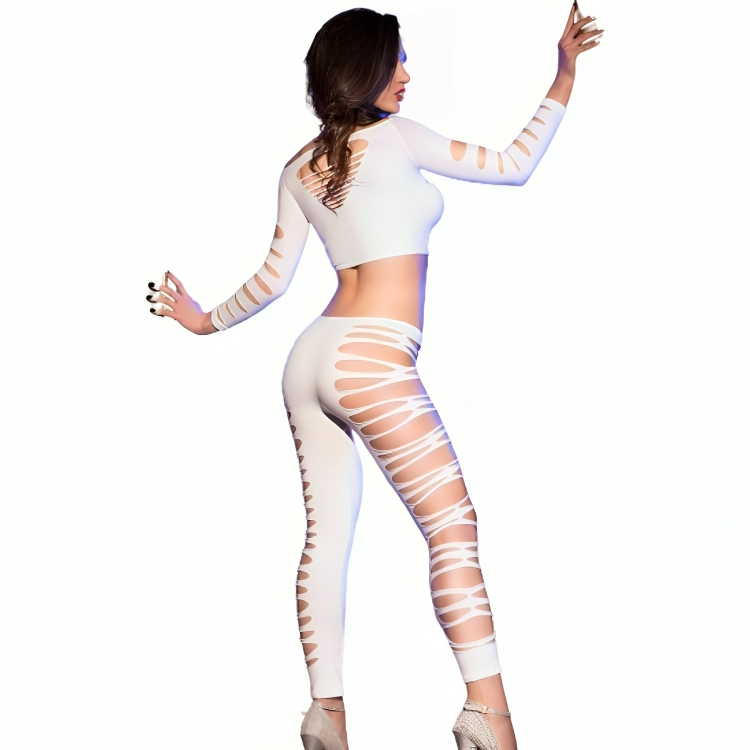 Chilirose - Cr 3654 Top & Leggins Blanco S/M