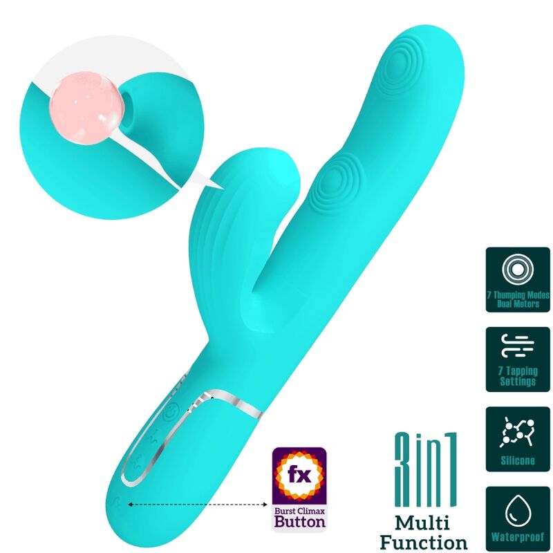 Pretty Love - Perlita Vibrador Punto G 3 En 1 Multifunción Verde Agua