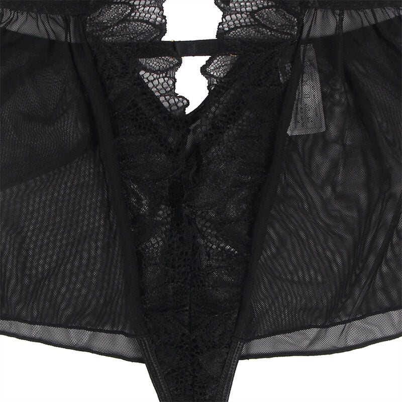Subblime - Teddy Cuello Halter Espalda Descubierta Encaje Negro S/M