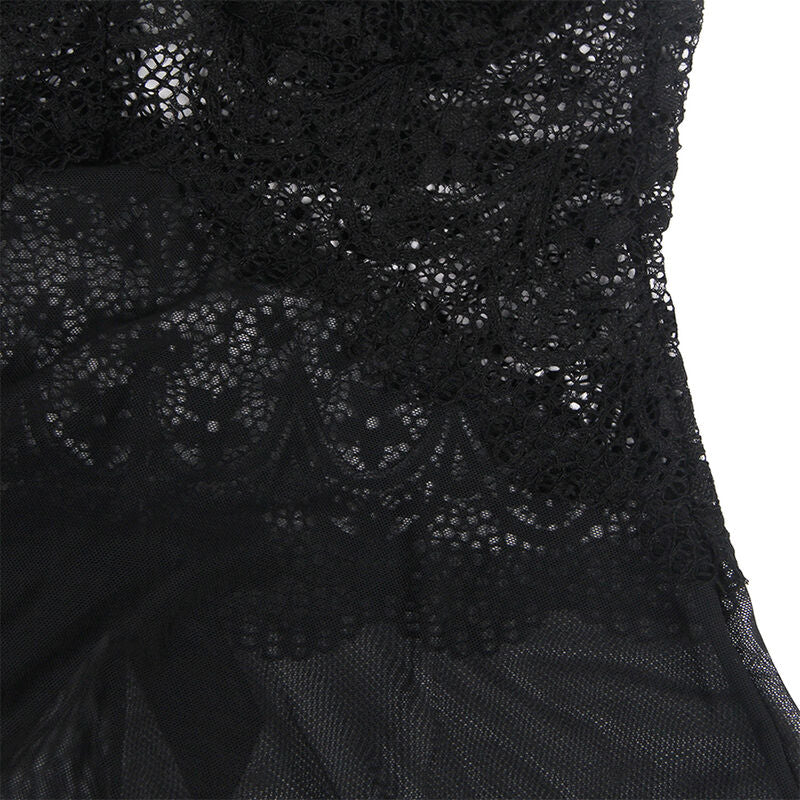 Subblime - Babydoll Tela De Tul Detalle Encaje Y Flor Negro S/M