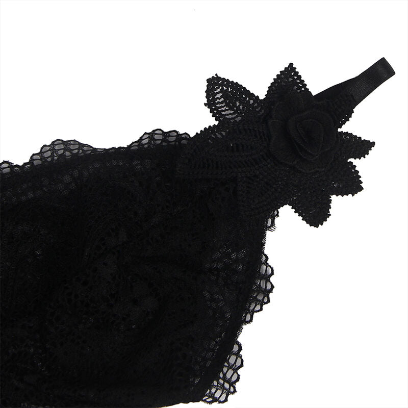 Subblime - Babydoll Tela De Tul Detalle Encaje Y Flor Negro L/Xl