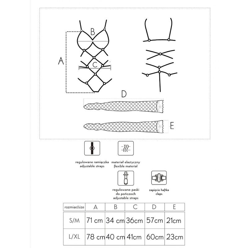 Livco Corsetti Fashion - Thiara Lc 20213 Set Body + Medias Negro S/M