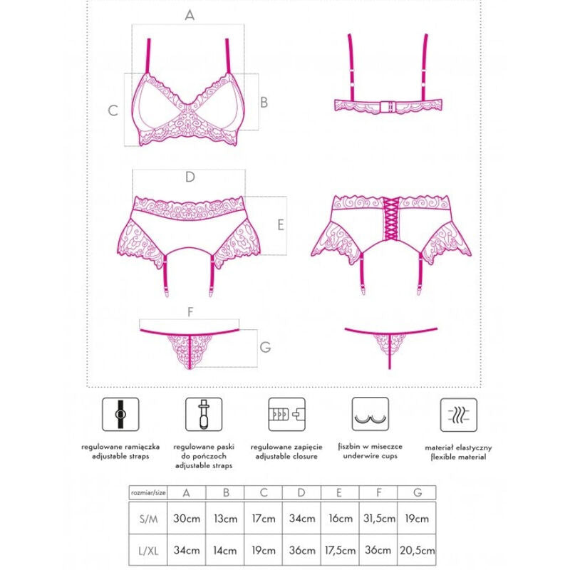 Livco Corsetti Fashion - Nahir Lc 20214 Sujetador + Panty + Liguero S/M