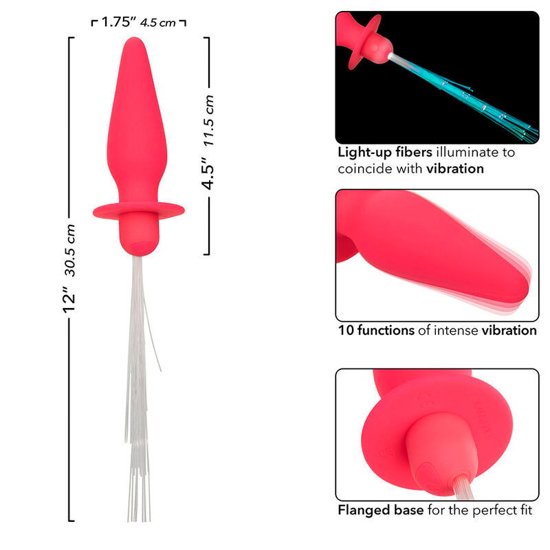 Calexotics - Southern Lights Light Up Plug Anal Con Luces 10 Vibraciones Silicona Rosa