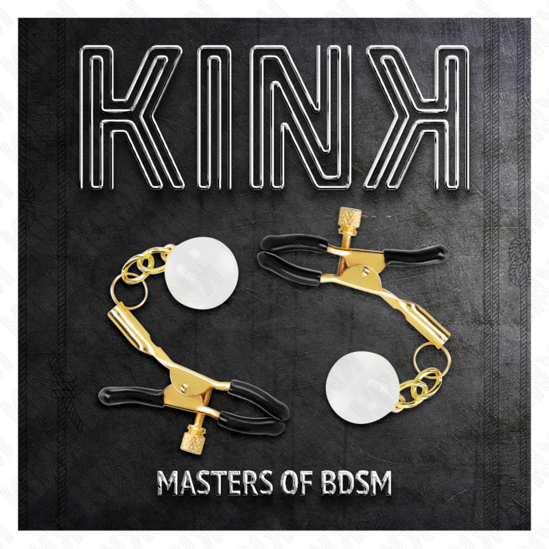 Kink - Pinzas Para Pezones Doradas Con Colgante De Vidrio 6 Cm