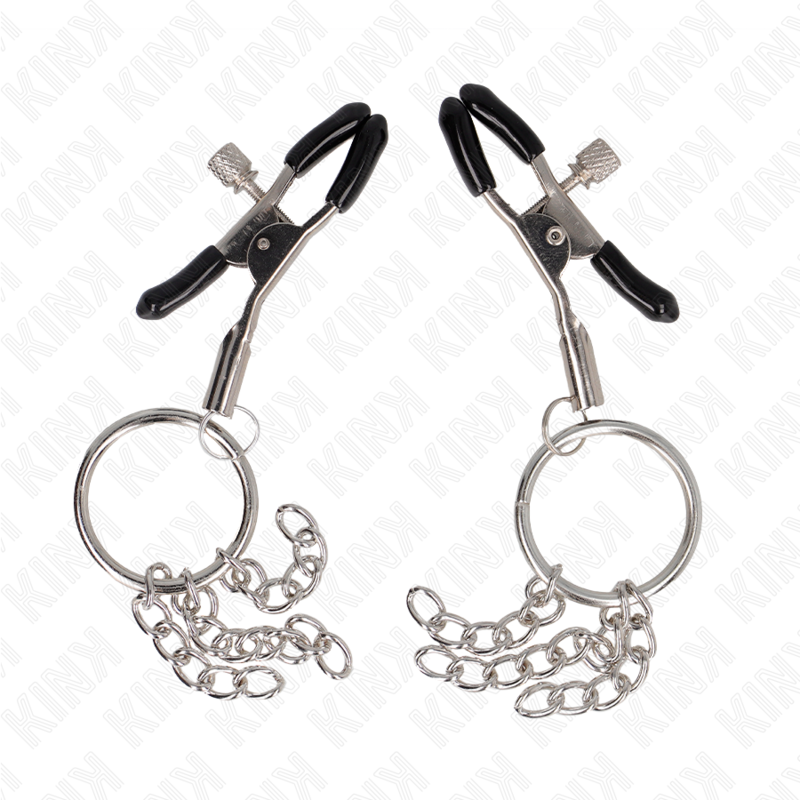 Kink - Pinzas Para Pezones Con Aro Y Pequeñas Cadenas Plateado 6 Cm
