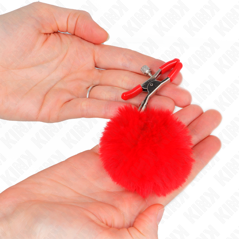 Kink - Pinzas Para Pezones Con Pompón Rojo 6 Cm