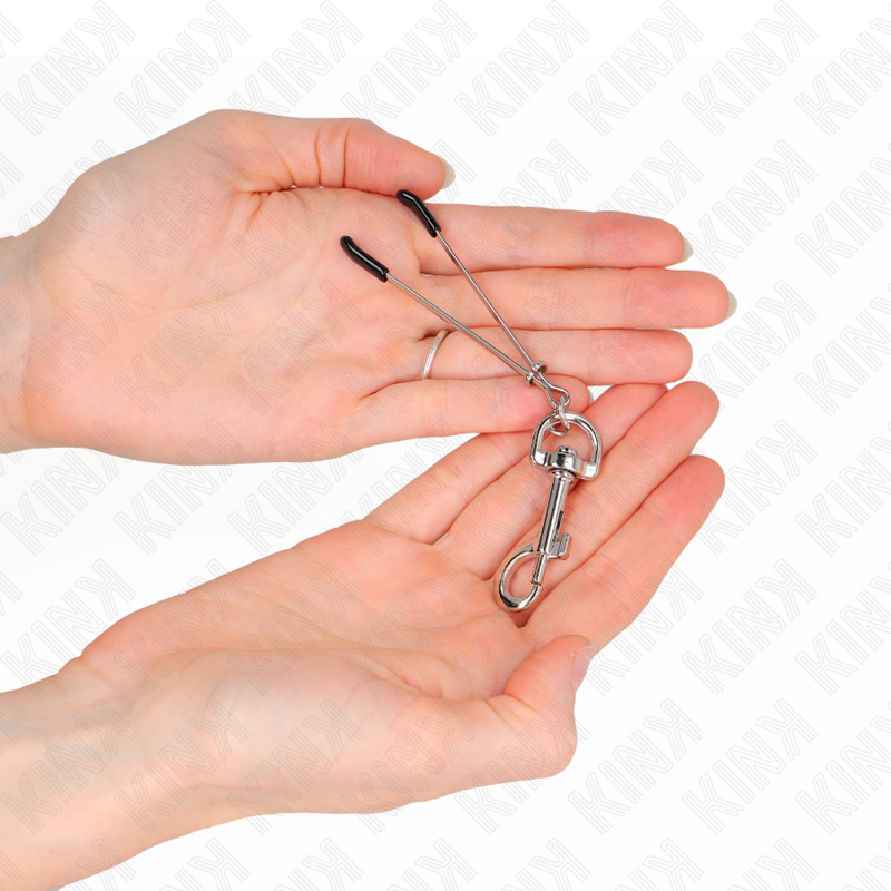 Kink - Pinzas Para Pezones Fina Con Gancho Plateado 7 Cm