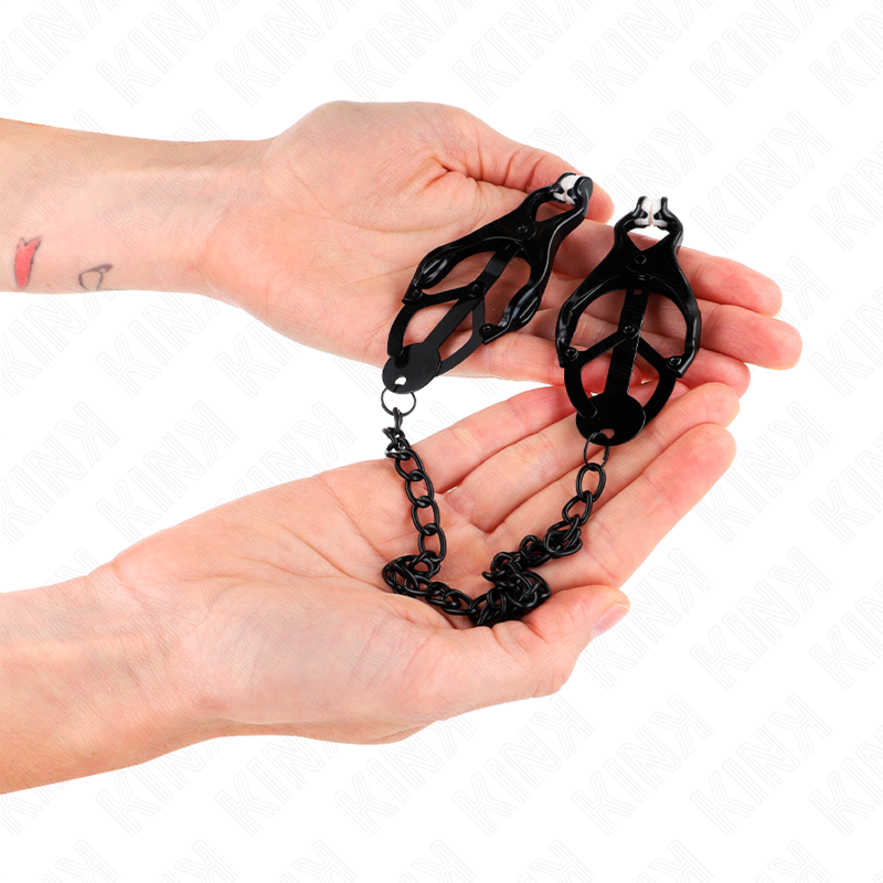 Kink - Pinzas Para Pezones Estilo Japonés Con Cadena Negro 30 Cm