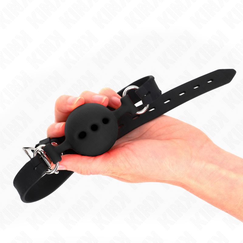Kink - Mordaza 55 X 2 Cm De Bola 5 Cm De Silicona Completa Talla L Negro Ajustable 35-51 Cm