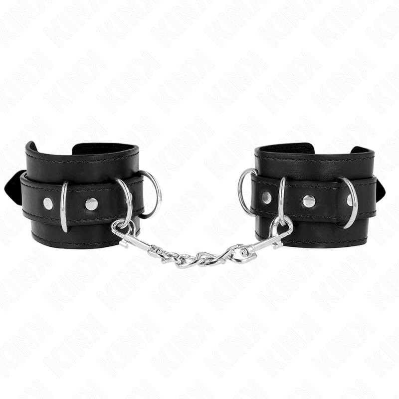 Kink - Muñequeras Con 3 Anillas En D Ajustable Negro 17.5-25 Cm X 6 Cm
