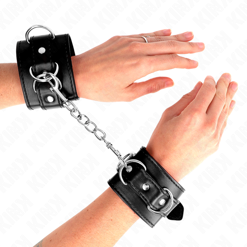 Kink - Muñequeras Con 3 Anillas En D Ajustable Negro 17.5-25 Cm X 6 Cm