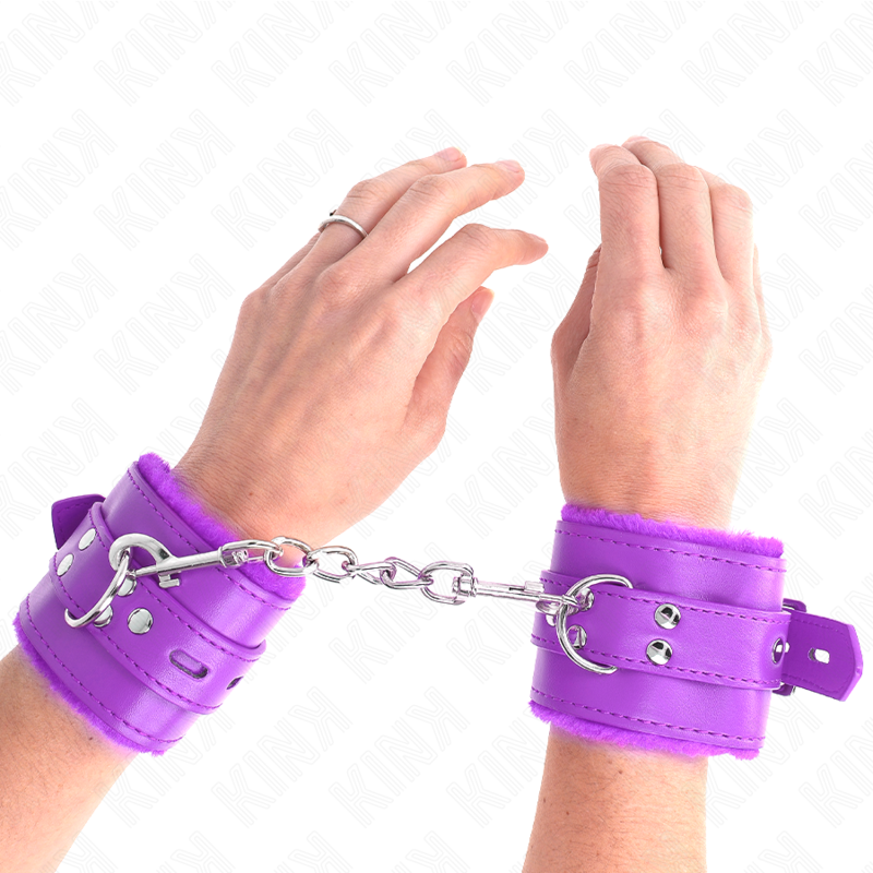 Kink - Muñequeras Forradas Con Agujeros Cuadrados Violeta Y Correa Violeta Ajustable 17-29 Cm X 6 Cm