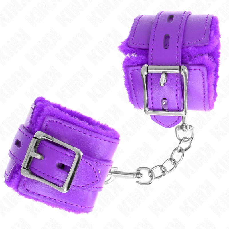 Kink - Muñequeras Forradas Con Agujeros Cuadrados Violeta Y Correa Violeta Ajustable 17-29 Cm X 6 Cm