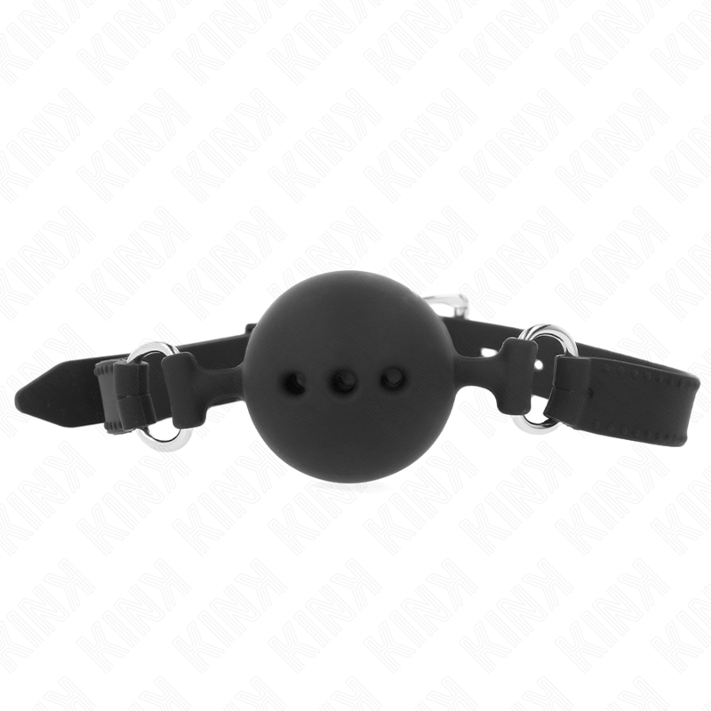 Kink - Mordaza 55 X 2 Cm De Bola 4.5 Cm De Silicona Completa Talla M Negro Ajustable 35-51 Cm