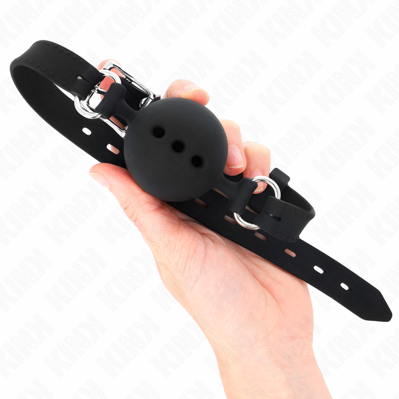 Kink - Mordaza 55 X 2 Cm De Bola 4.5 Cm De Silicona Completa Talla M Negro Ajustable 35-51 Cm