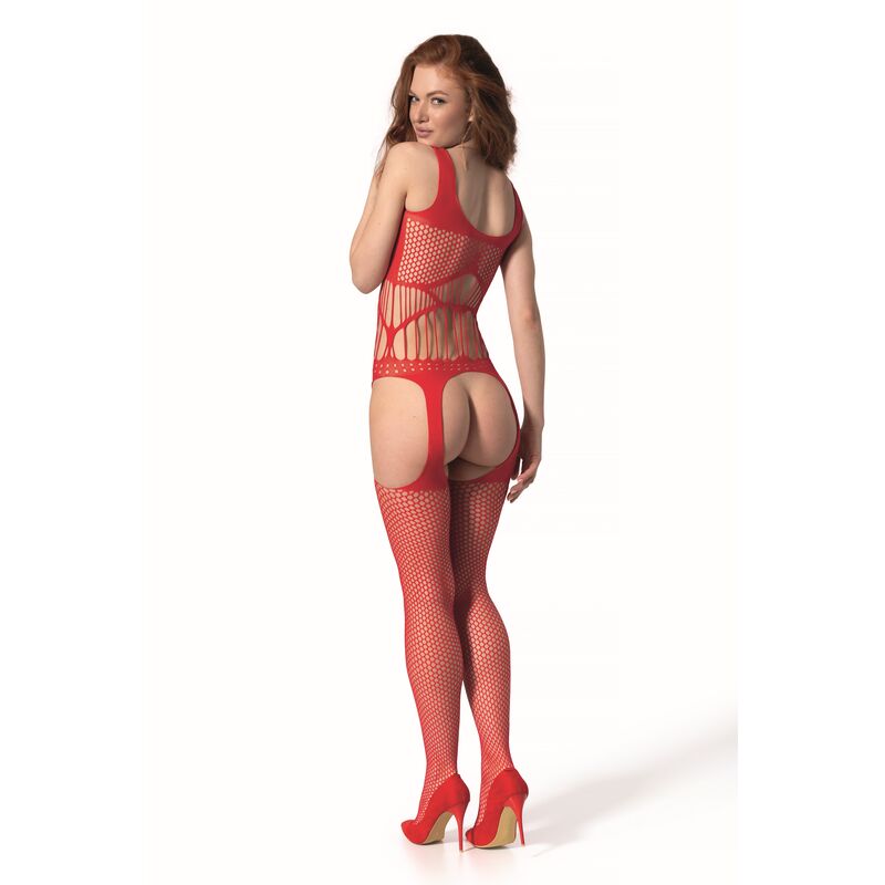 Passion - Bs 106 Bodystocking Rojo Talla Única