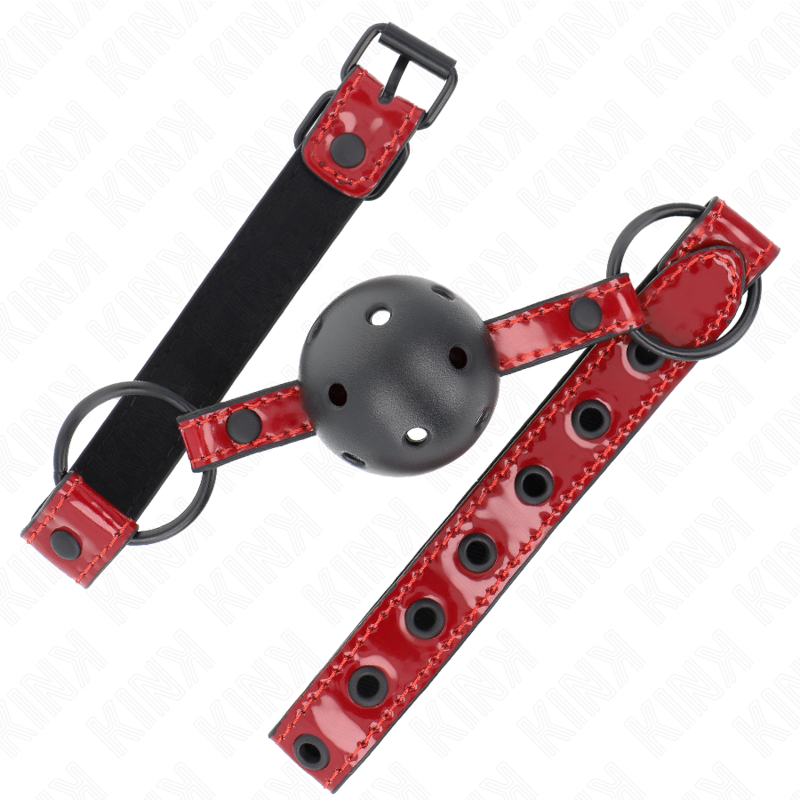 Kink - Mordaza De Bola 4.5 Cm De Polipiel Brillante 63.5 X 2 Cm Ajustable 41 X 59 Cm
