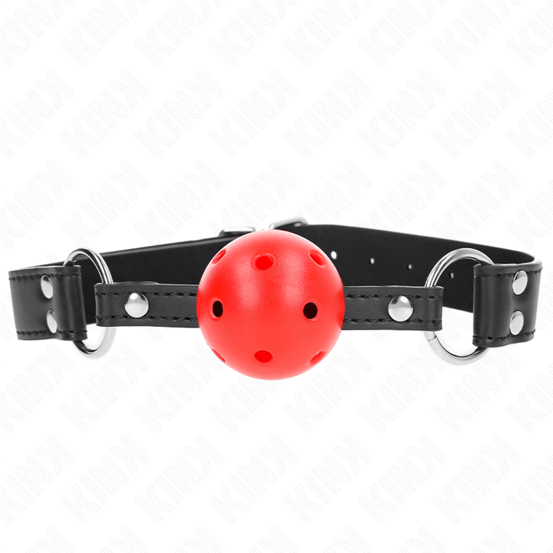 Kink - Mordaza De Bola 4 Cm Transpirable Con Doble Remache De Cuero 62 X 2.5 Cm Ajustable 42-58 Cm