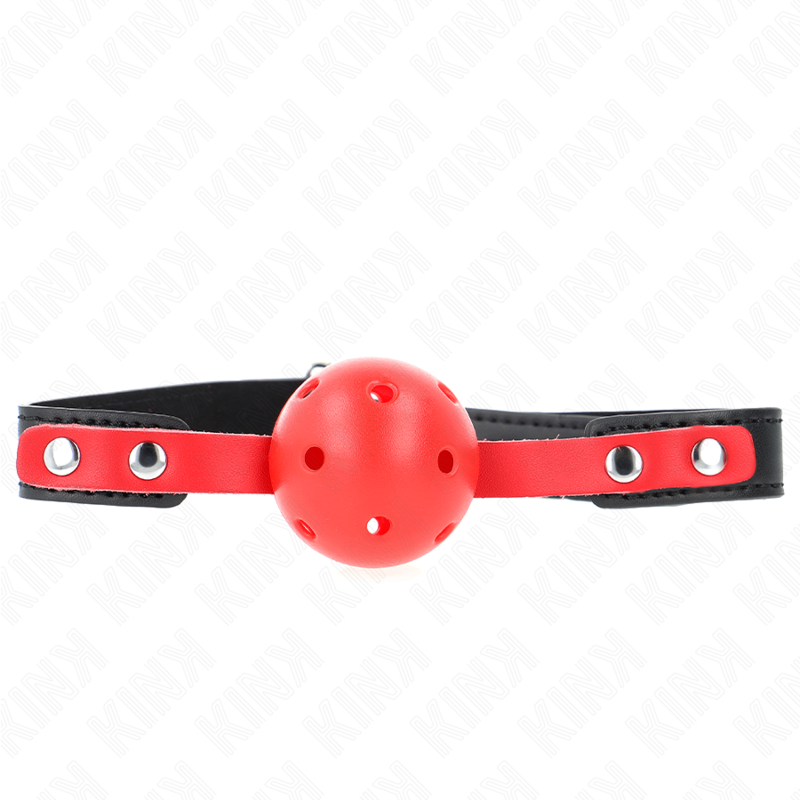 Kink - Mordaza De Bola 4 Cm Dura Hueca Rojo Correa Negra 60 X 2 Cm Ajustable 37-52 Cm