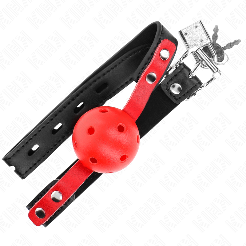 Kink - Mordaza De Bola 4 Cm Dura Hueca Rojo Correa Negra 60 X 2 Cm Ajustable 37-52 Cm