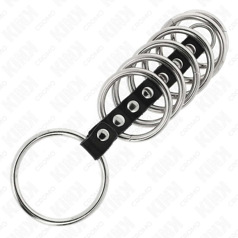 Kink - 7 Anillos Pene Metal 3.2 Cm A 5 Cm Conectados Por Polipiel