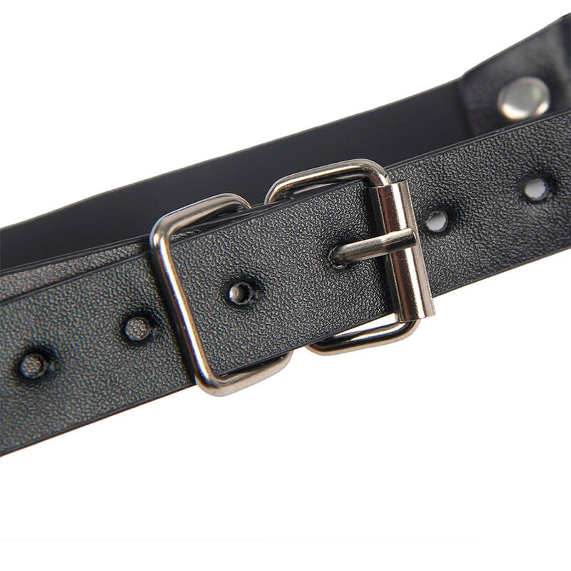 Subblime - 953720 Pinzas Para El Pecho Con Correa De Cuero Bondage Negro Talla Única
