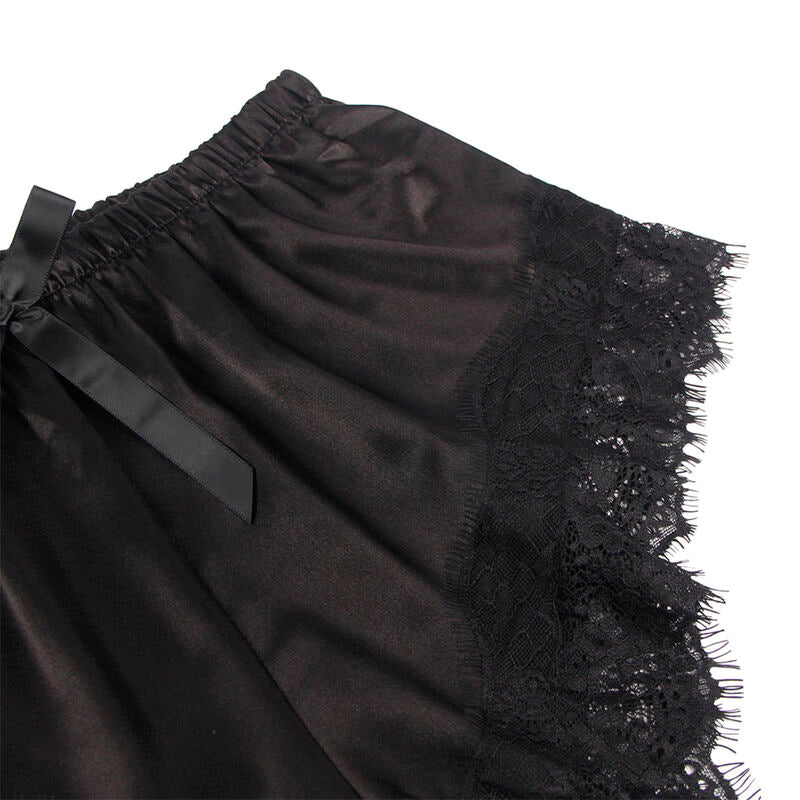 Subblime - 953942 Camisón Informal De Seda + Pantalón Encaje Negro L/Xl