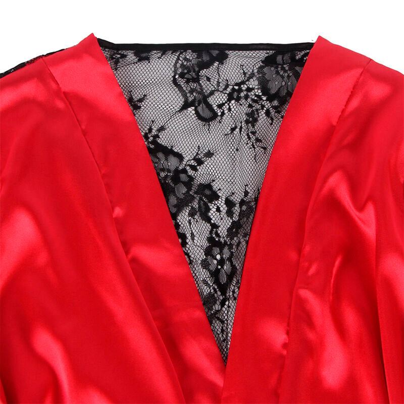 Subblime - 954017 Camisola De Encaje Espalda Transparente + Tanga Rojo/Negro S/M