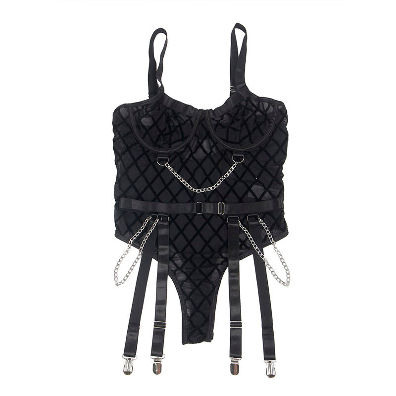Subblime - 954260 Body Con Cadenas + Ligueros Negro S/M