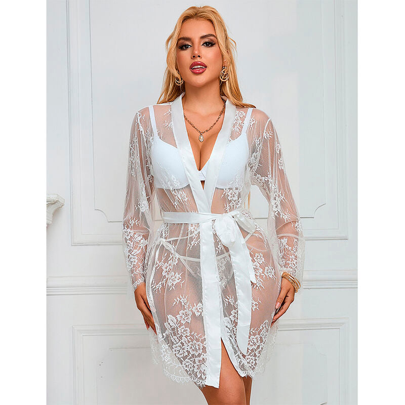 Subblime - 954376 Camisón De Manga Larga Con Diseño Floral Blanco L/xl