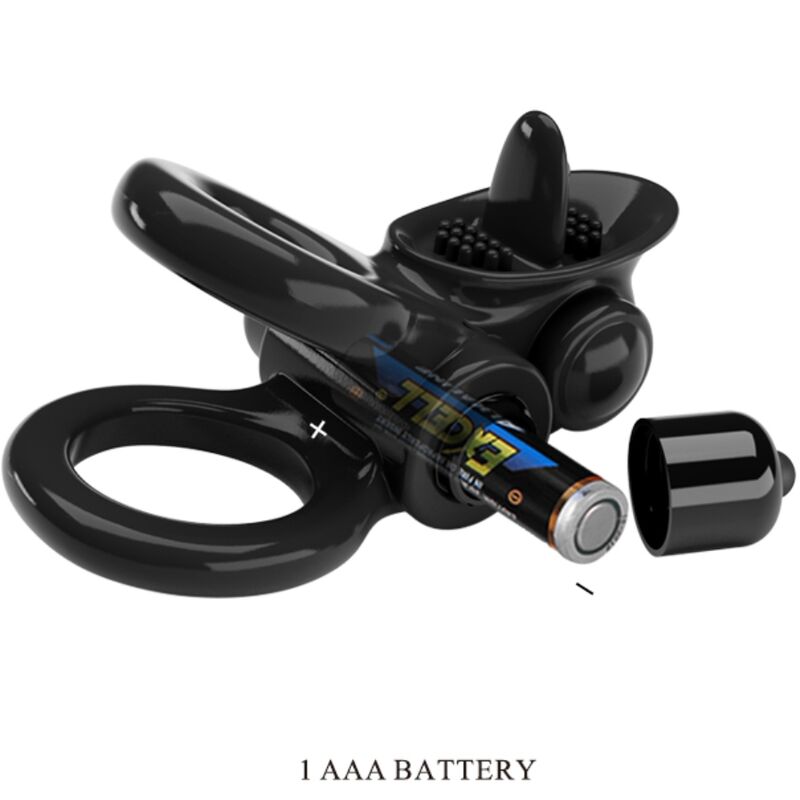 Pretty Love - Passionate Ring Doble Anillo Vibrador + Estimulador Clítoris Negro