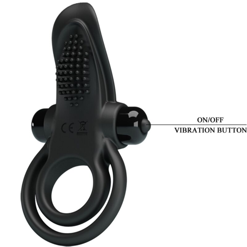 Pretty Love - Doble Anillo Vibrador + Estimulador Clítoris 10 Vibraciones Negro