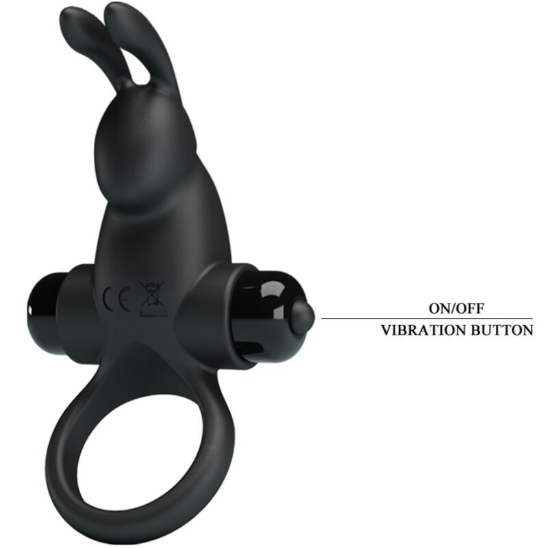Pretty Love - Anillo Vibrador + Estimulador Rabbit Clítoris 10 Vibraciones Negro