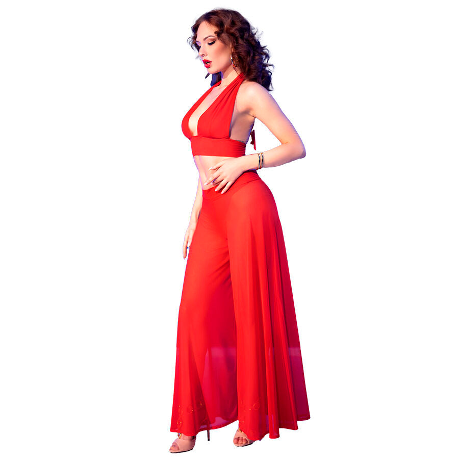 Chilirose - Cr 4857 Set Top Y Pantalones Rojo Talla Xl