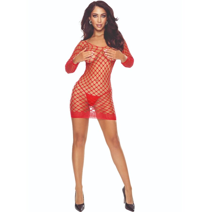 Passion - Bs108 Bodystocking Rejilla Rojo