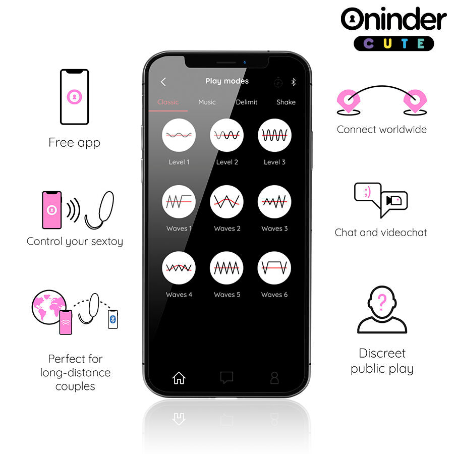 Oninder Cute - Love Pleasure Huevo Vibro-rotador 360 Silicona - App Mundial Gratuita