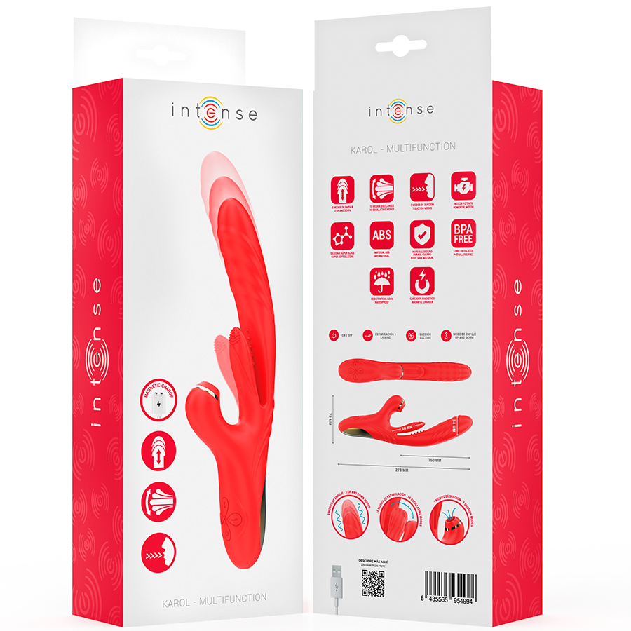 Intense - Karol Vibrador Multifunción Empuje & Estimulación & Succión Rojo